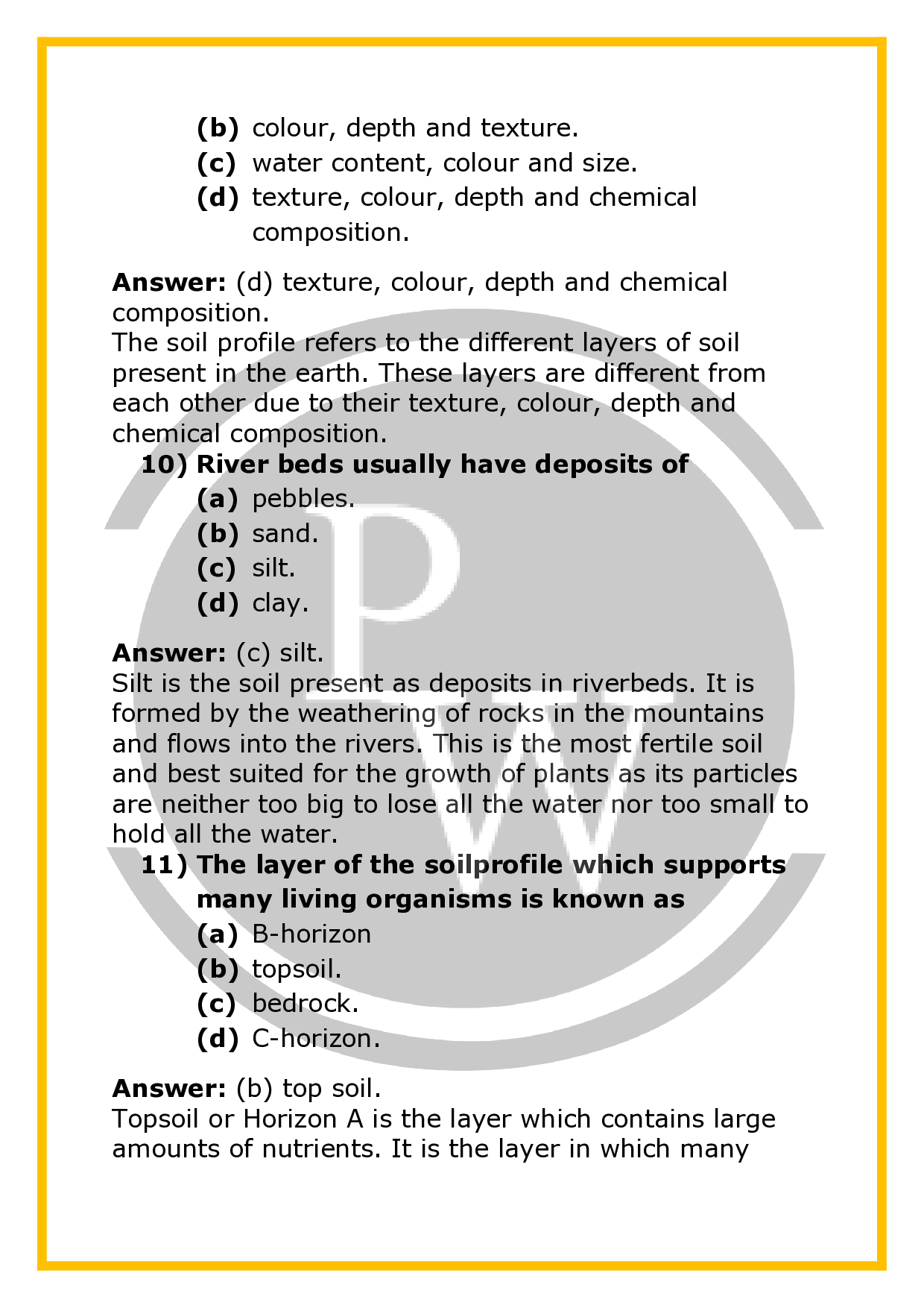 Class 7 Science Worksheet with Detail Solutions for Chapter9 Soil