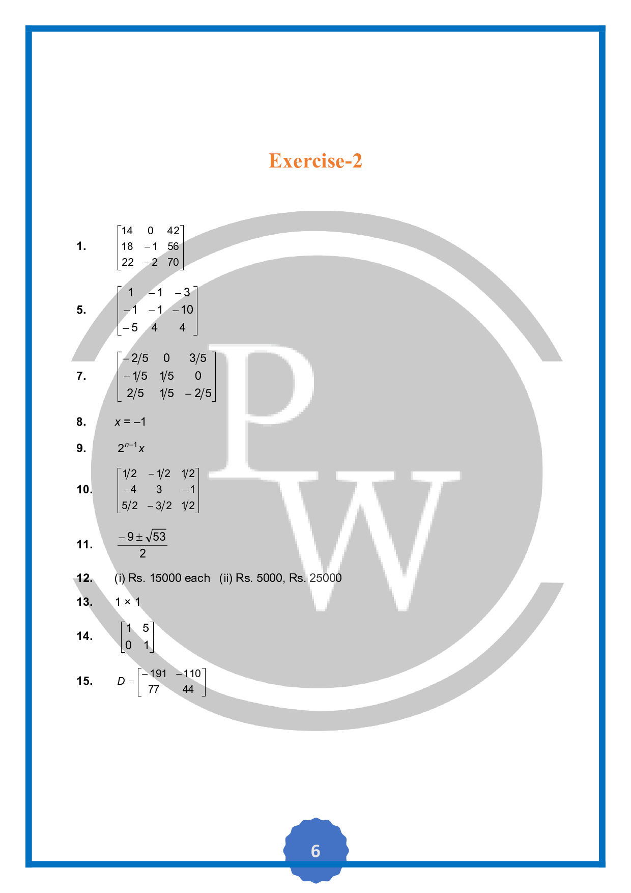 Question on MatricesPhysics Wallah