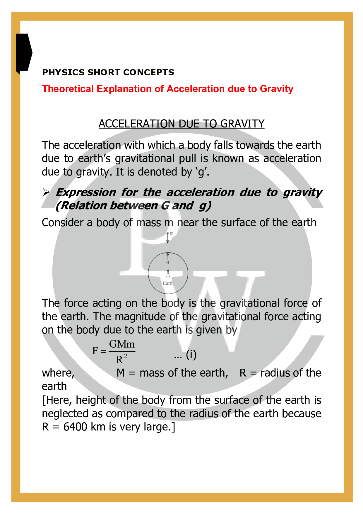 Acceleration Due To Gravity Definition Acceleration Due To Gravity Physics