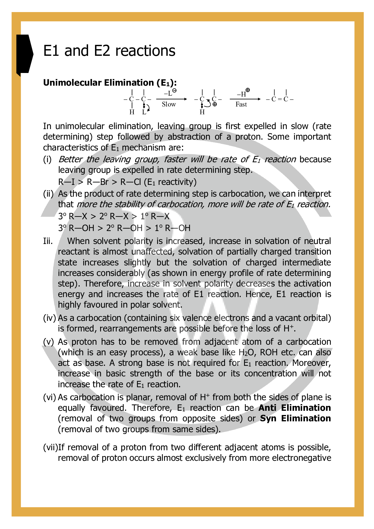 E1 and E2 reactions|Reaction Mechanism and example| PW