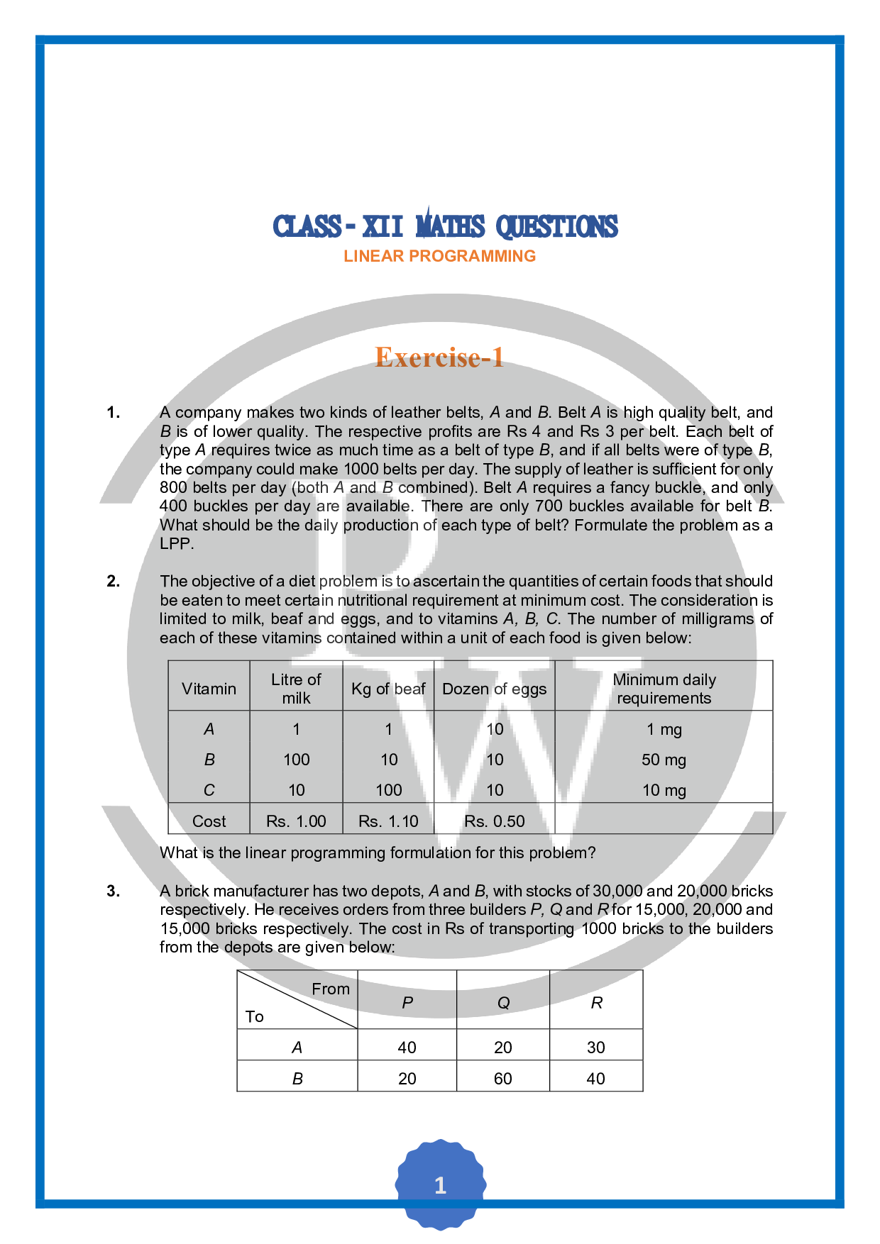 Question on linear programming|Physics Wallah