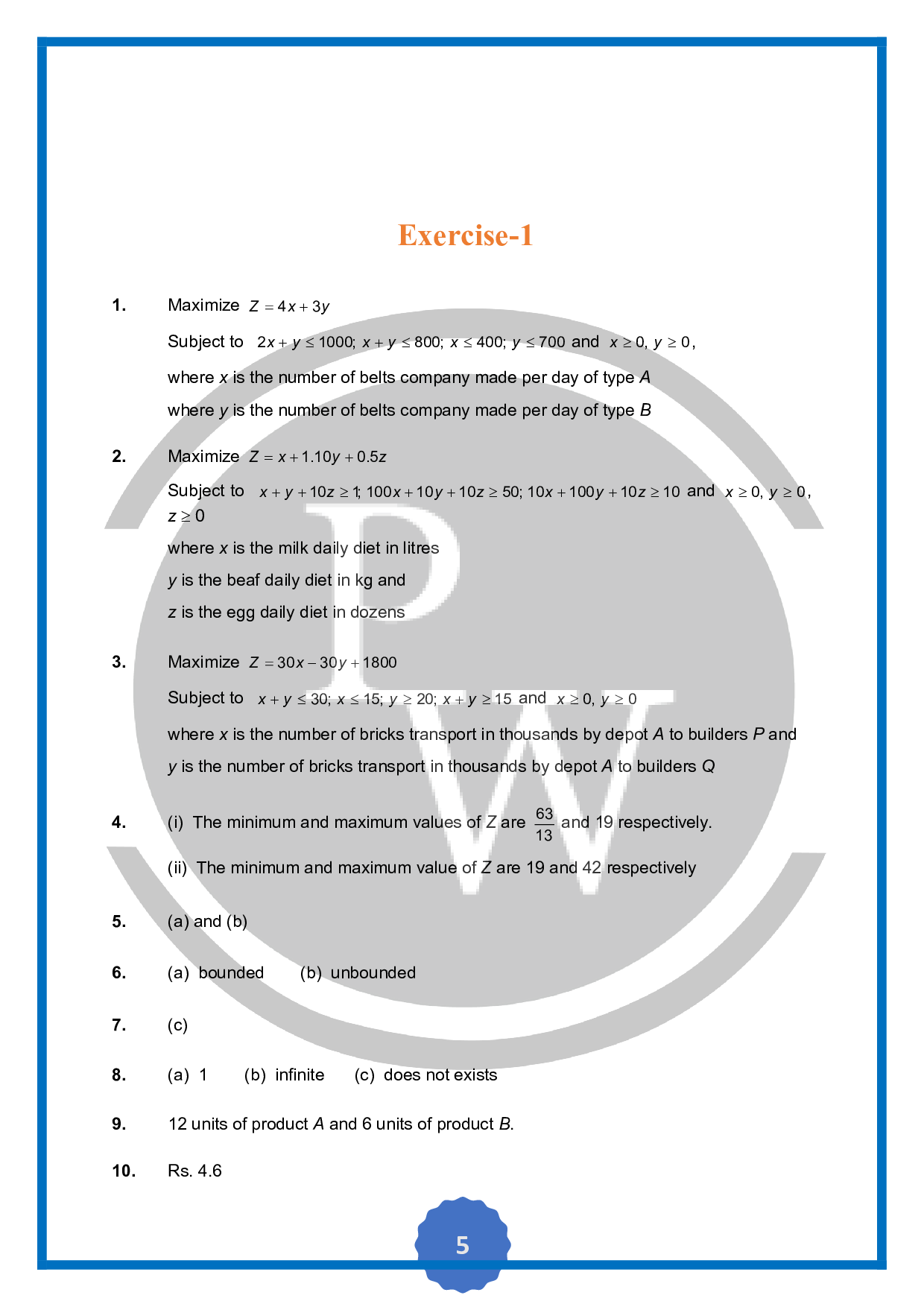 Question on linear programming|Physics Wallah