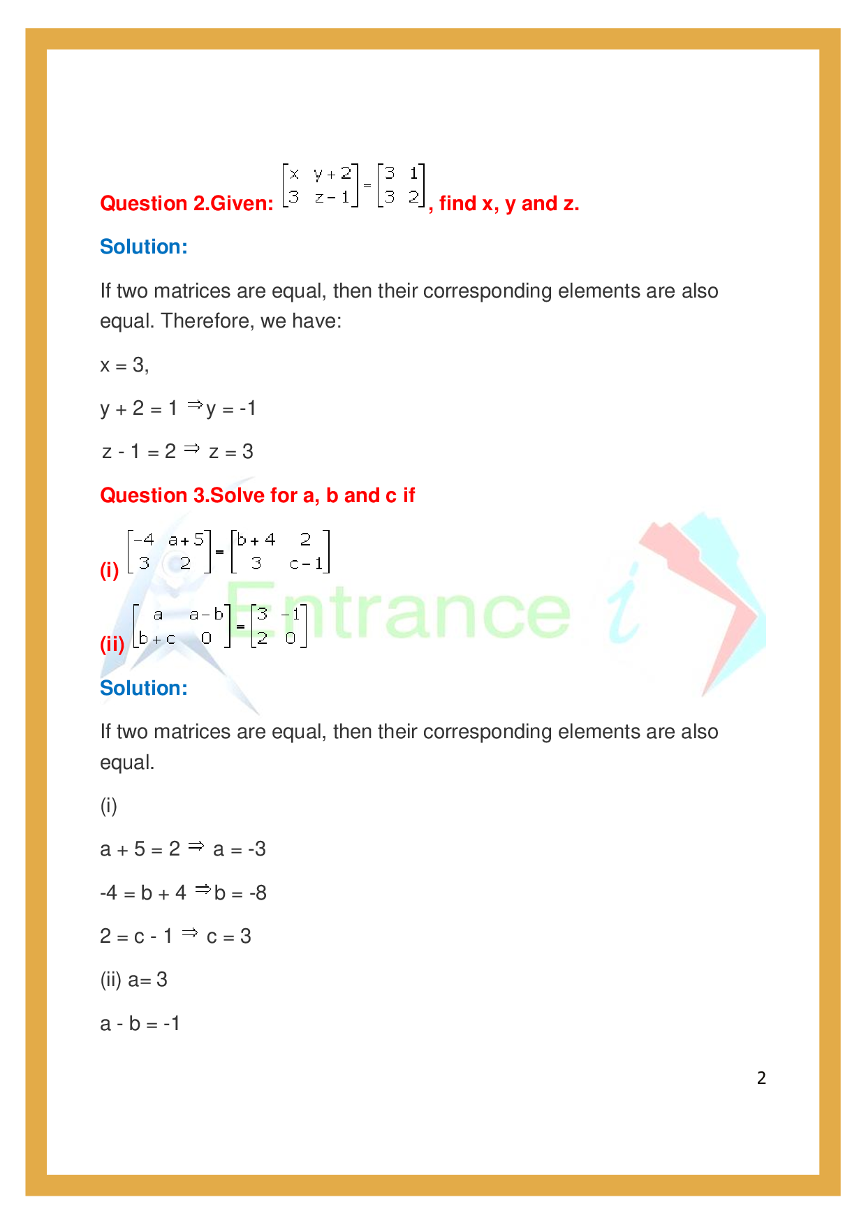 Icse class 10 maths exercise 9a matrices