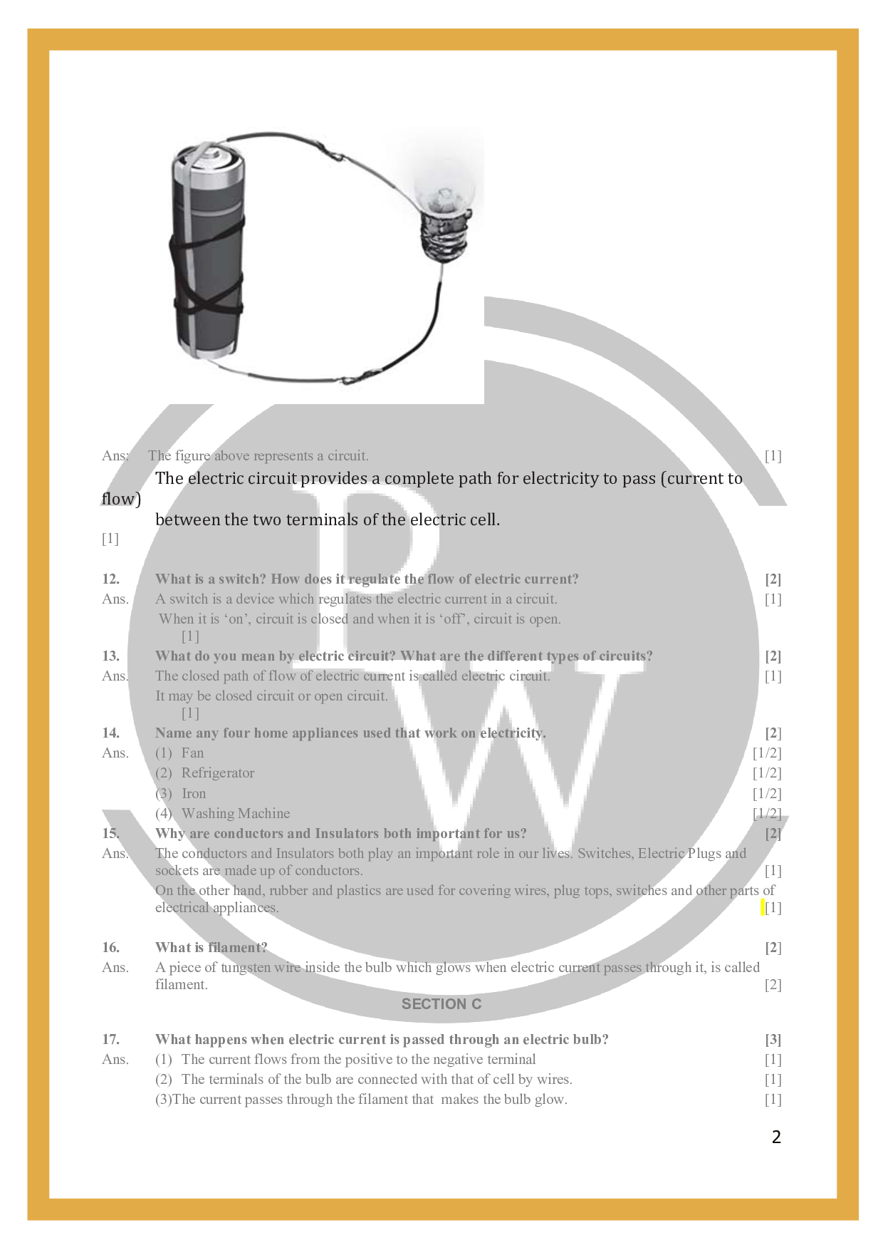 Class 6 Science Worksheets Chapter 12 Electricity And Circuits PW Class 6 Science Worksheets Chapter 12 Electricity And Circuits PW