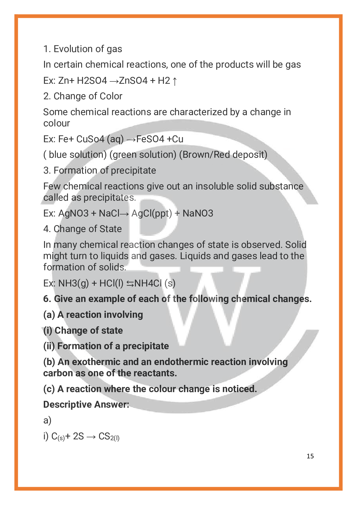 ICSE Chapter-2 Chemical Changes and Reactions Class 9 | Physics Wallah