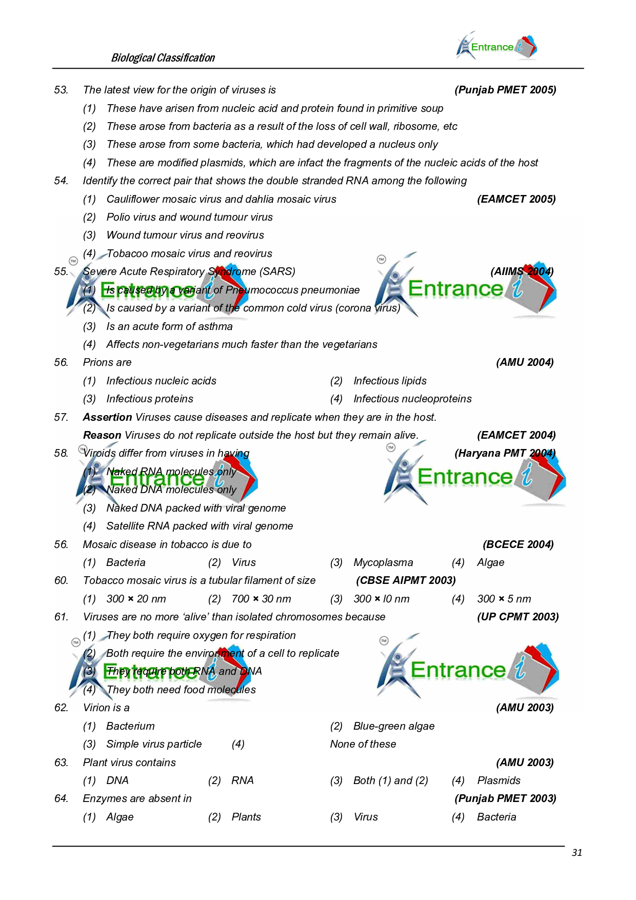 Biological classification MCQ For NEET Biology Download PDFPW