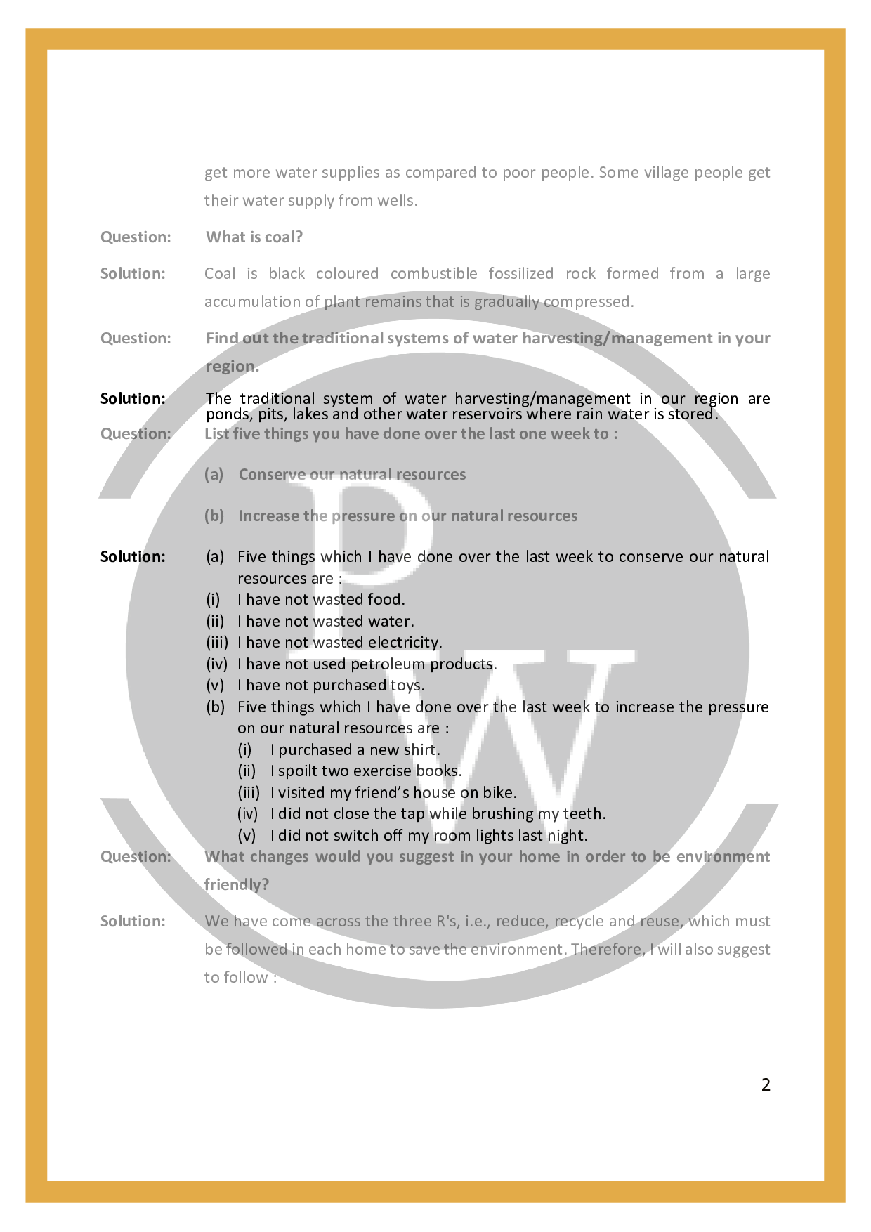Important questionsManagement of Natural Resources PW