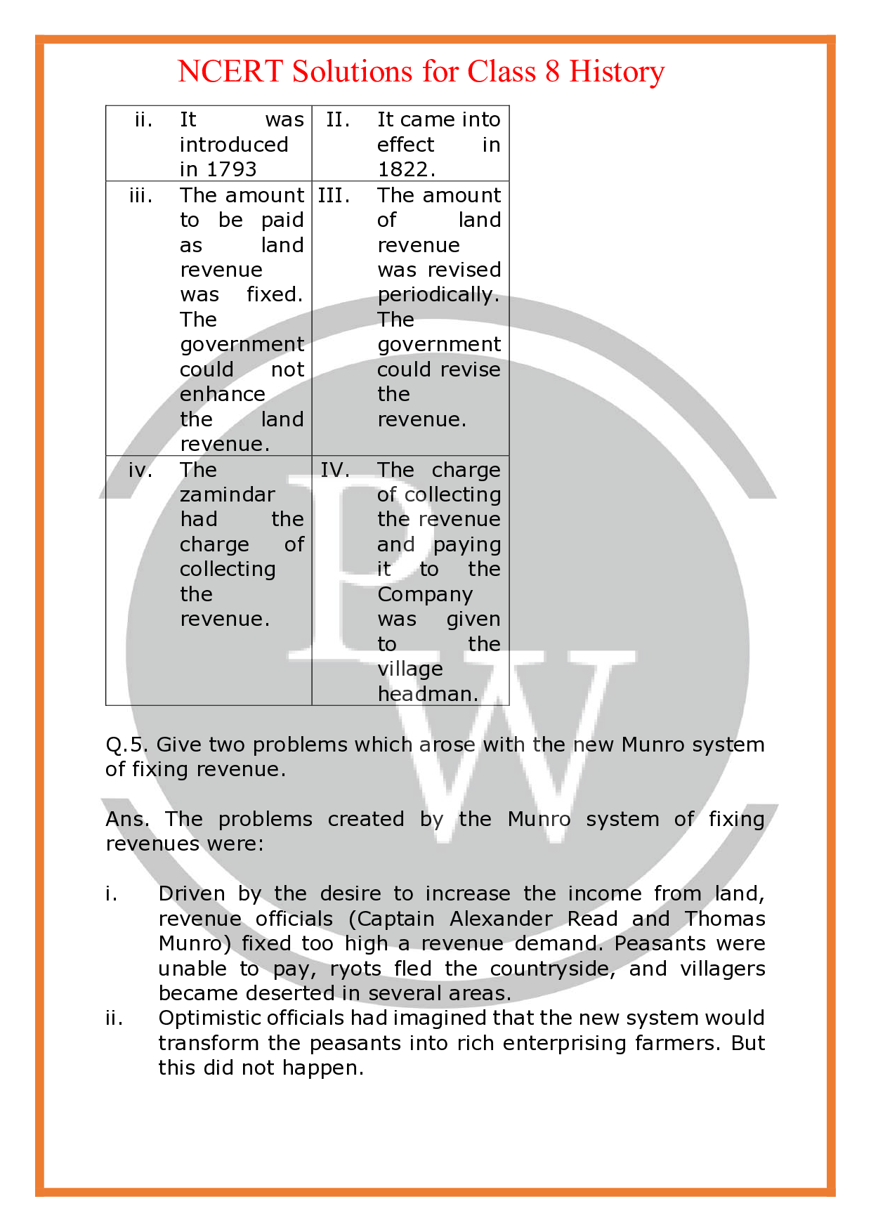 NCERT Solutions for class 8 History Chapter 3 Ruling the Countryside PW