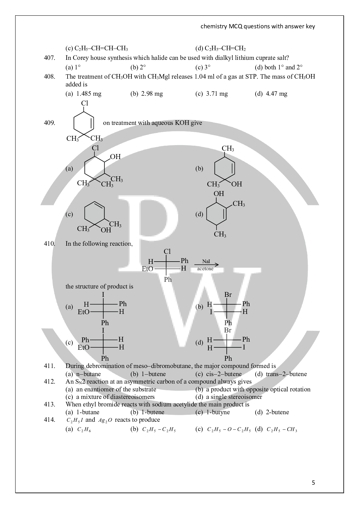 Organic chemistry questionsPW