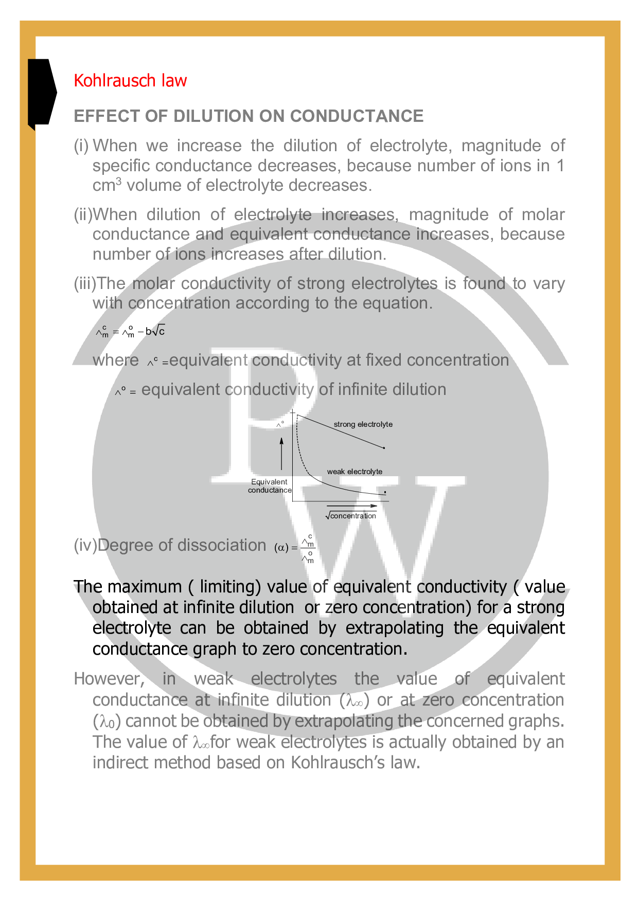 Kohlrausch’s law definition concept and applications with solved