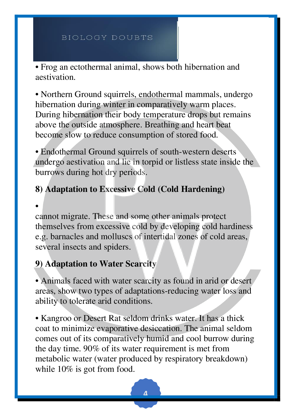 Types of animal Adaptations Physics Wallah