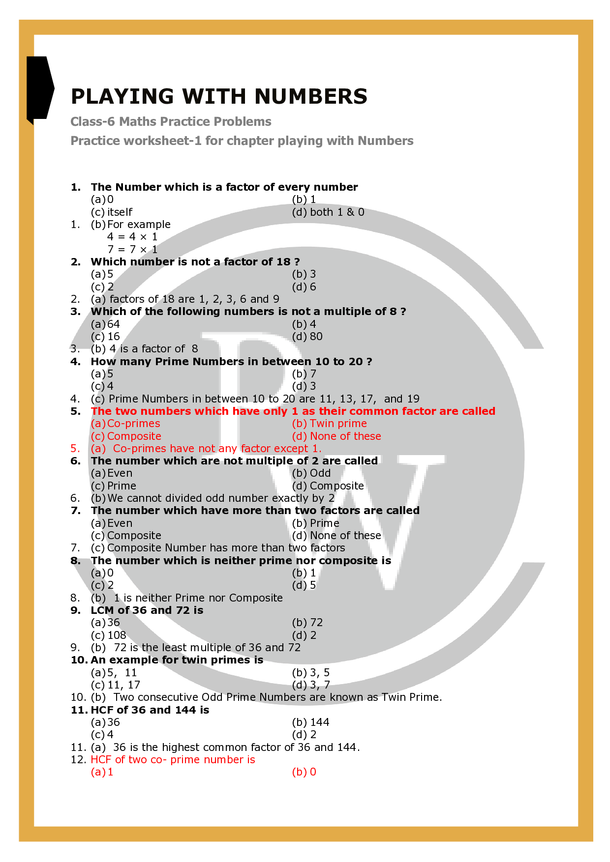 Class 6 Maths Chapter 3 Playing With Numbers Questions worksheet 1