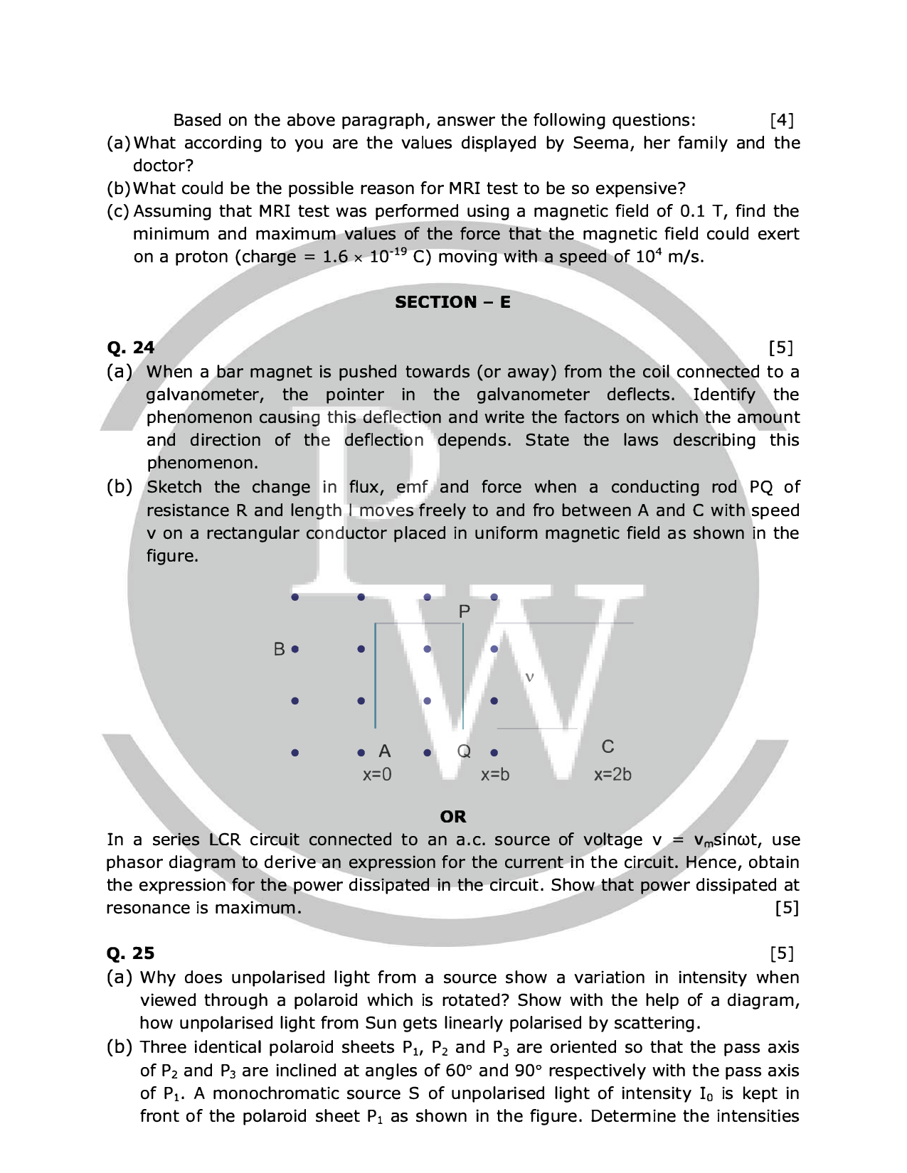 CBSE Class 12 Physics Question paper 2016 pdf PW