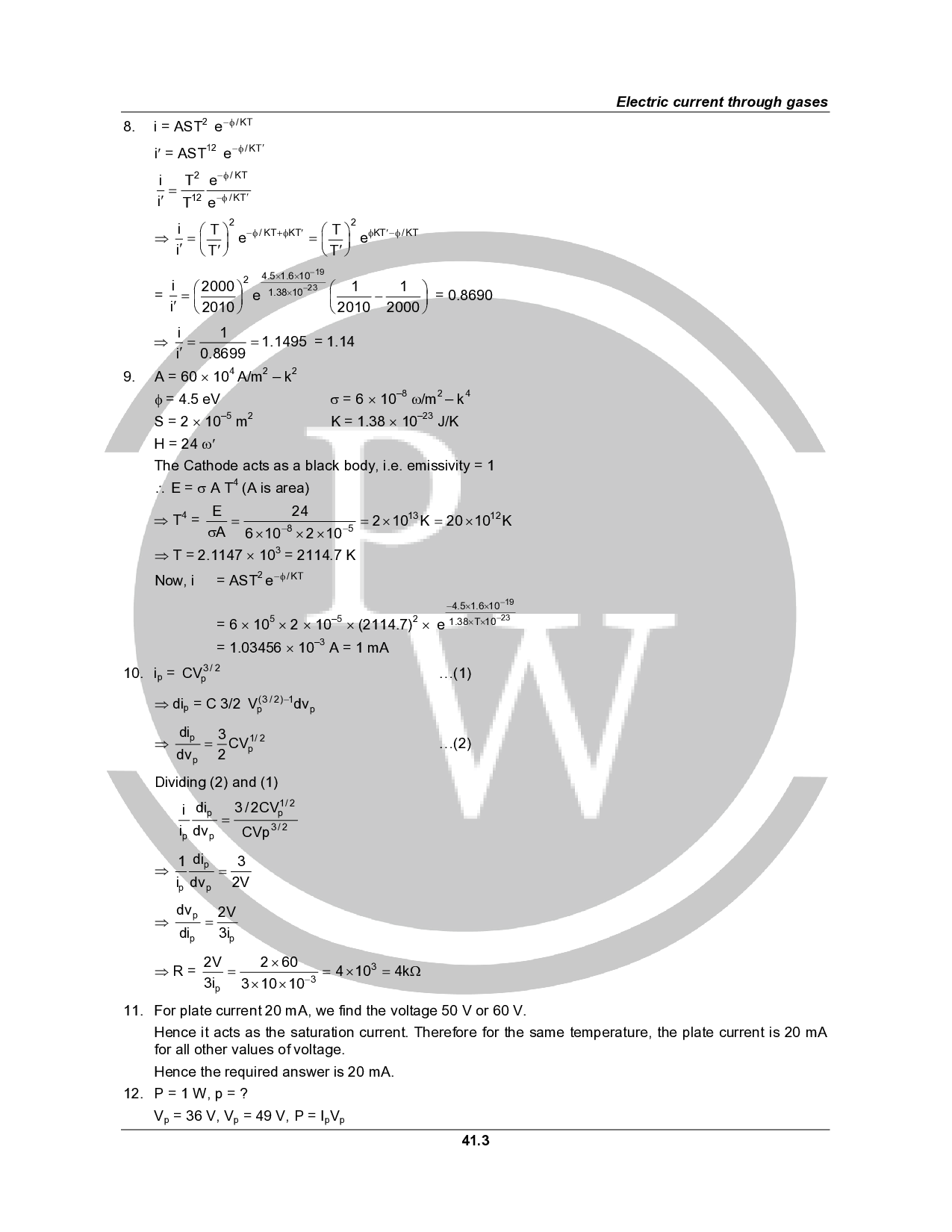 HC Verma Class 12 Physics Part2 Solutions for Chapter 41 PW