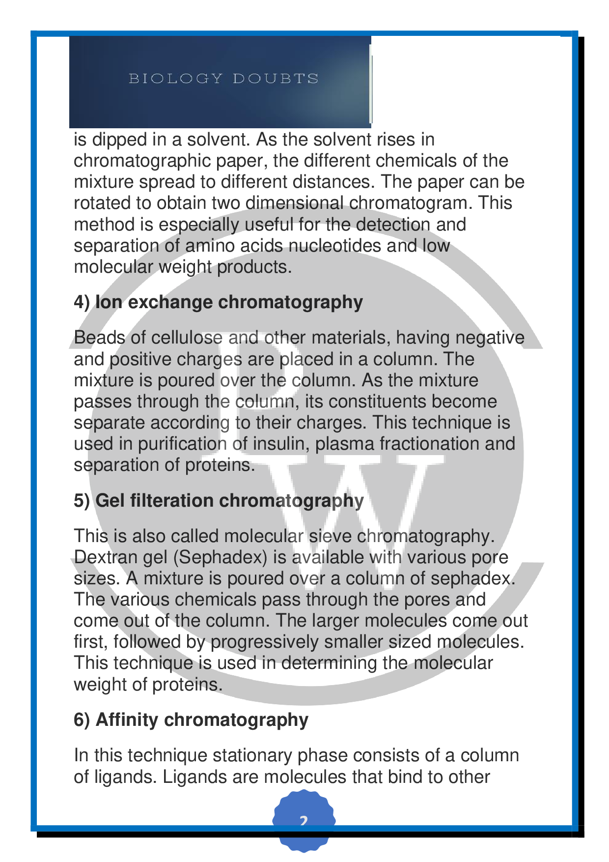 Function of chromatography Physics Wallah