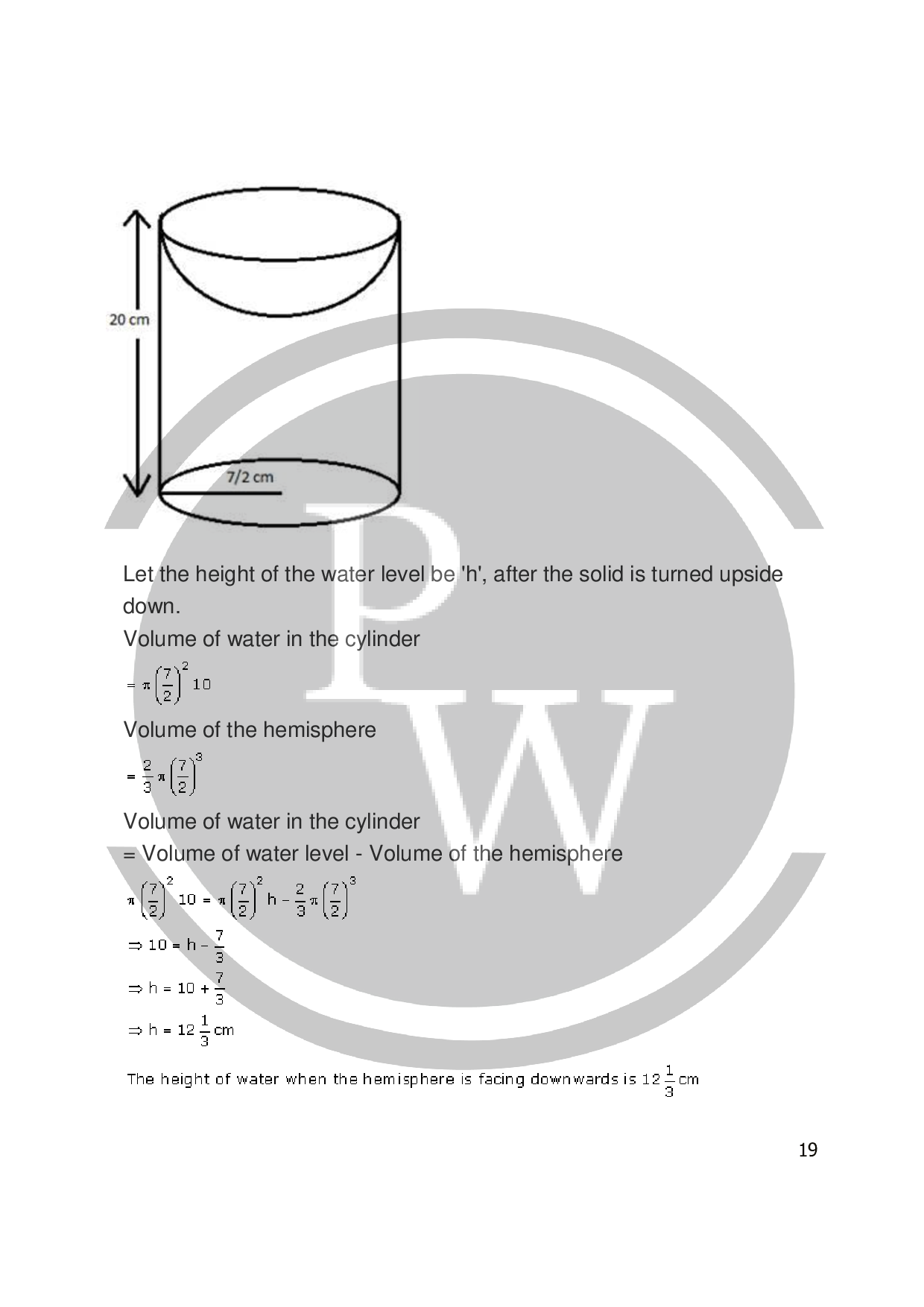 ICSE Class 10 Maths Exercise20G Cylinder, Cone and Sphere