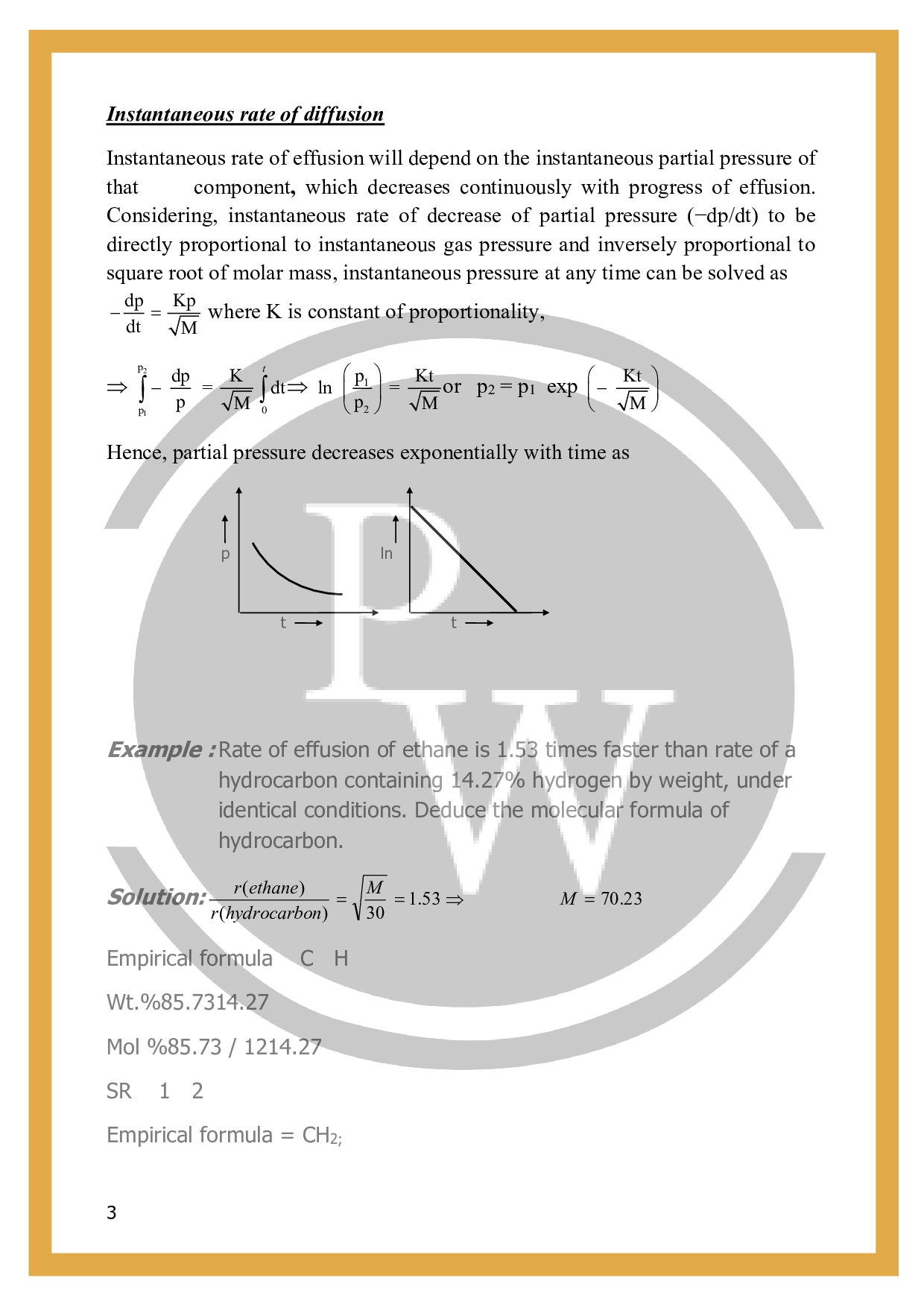 Graham’s law of diffusion| Formula of graham’s law of diffusion | PW