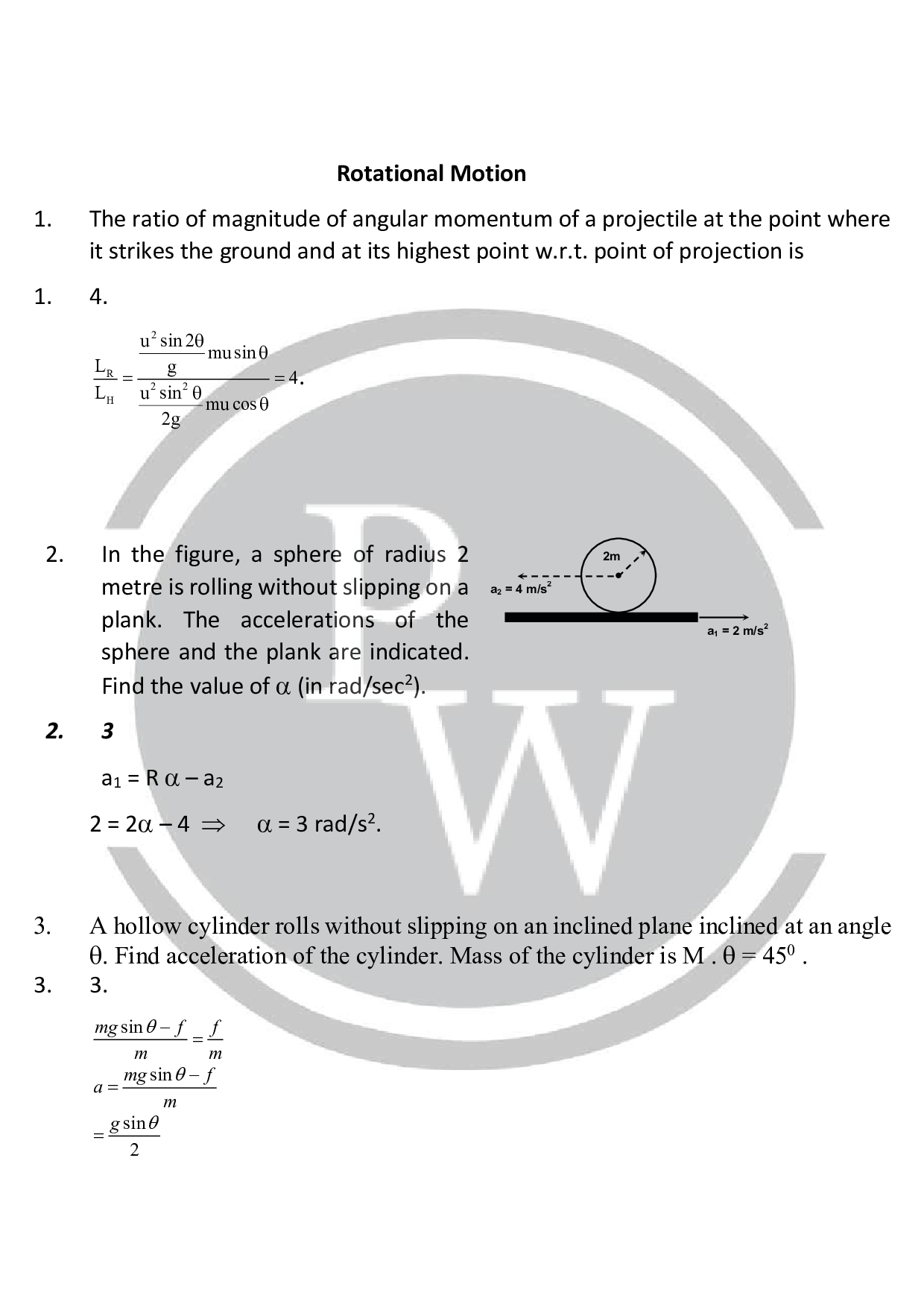Numerical base question of Rotational Motion for JEE PhysicsPhysics Wallah