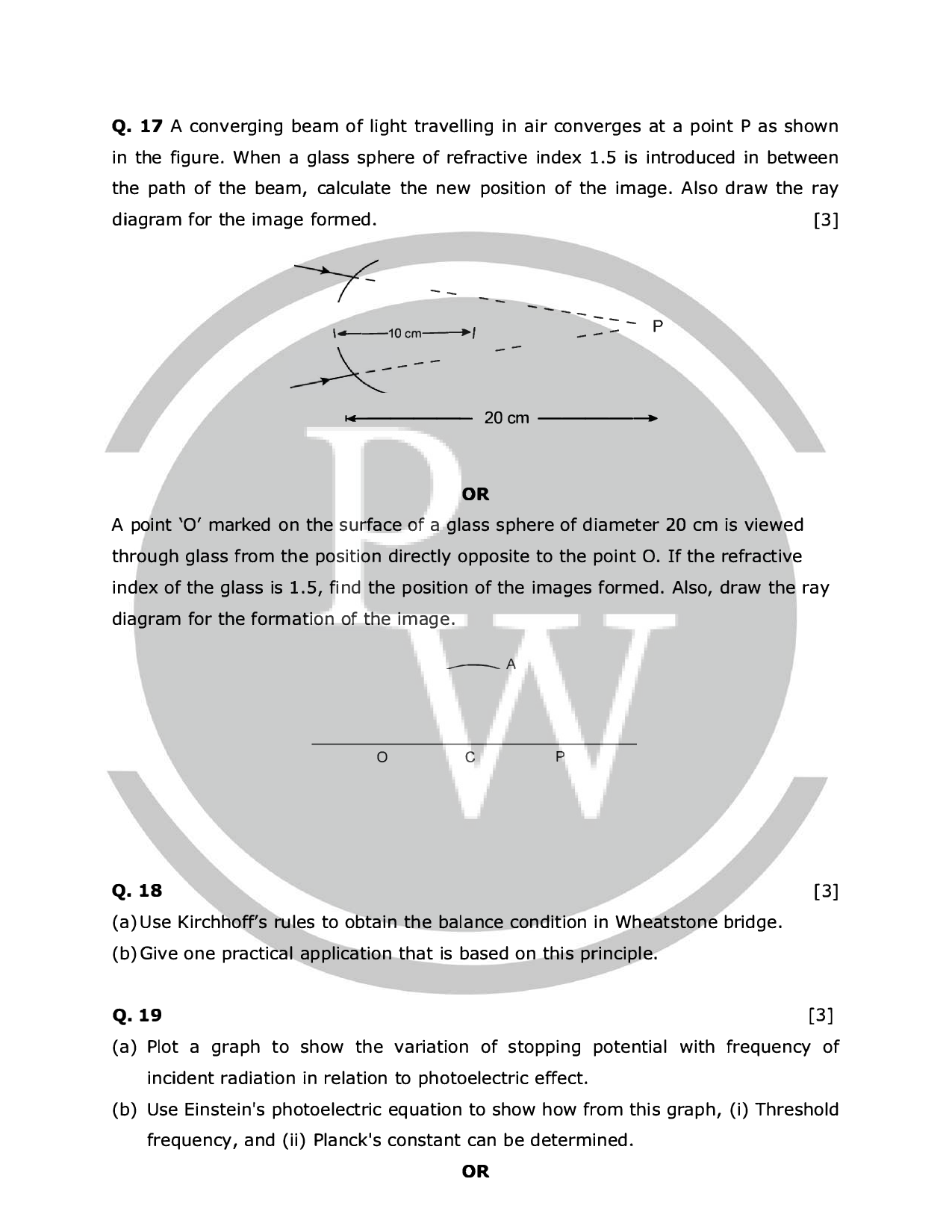 CBSE Class 12 Physics Question paper 2019 pdf PW