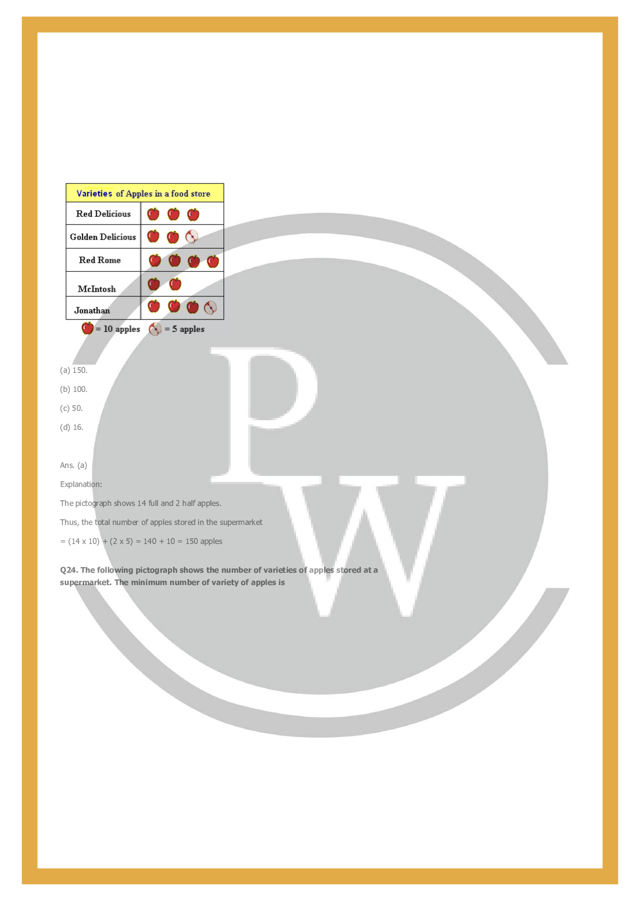 Class 6 maths chapter-9 Data Handling | Worksheet-2 | PW