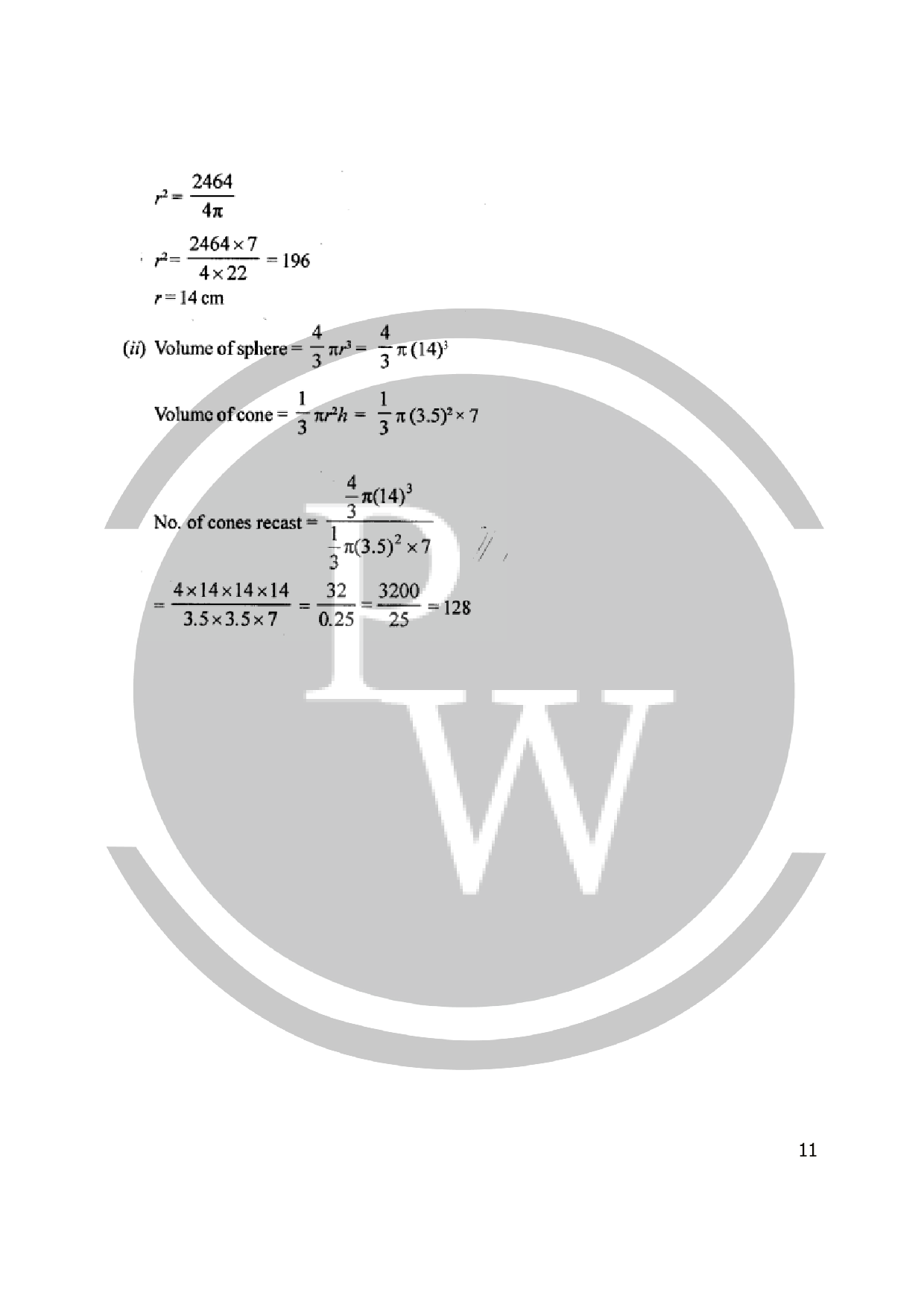 ICSE Class 10 Maths Exercise20D Cylinder, Cone and Sphere