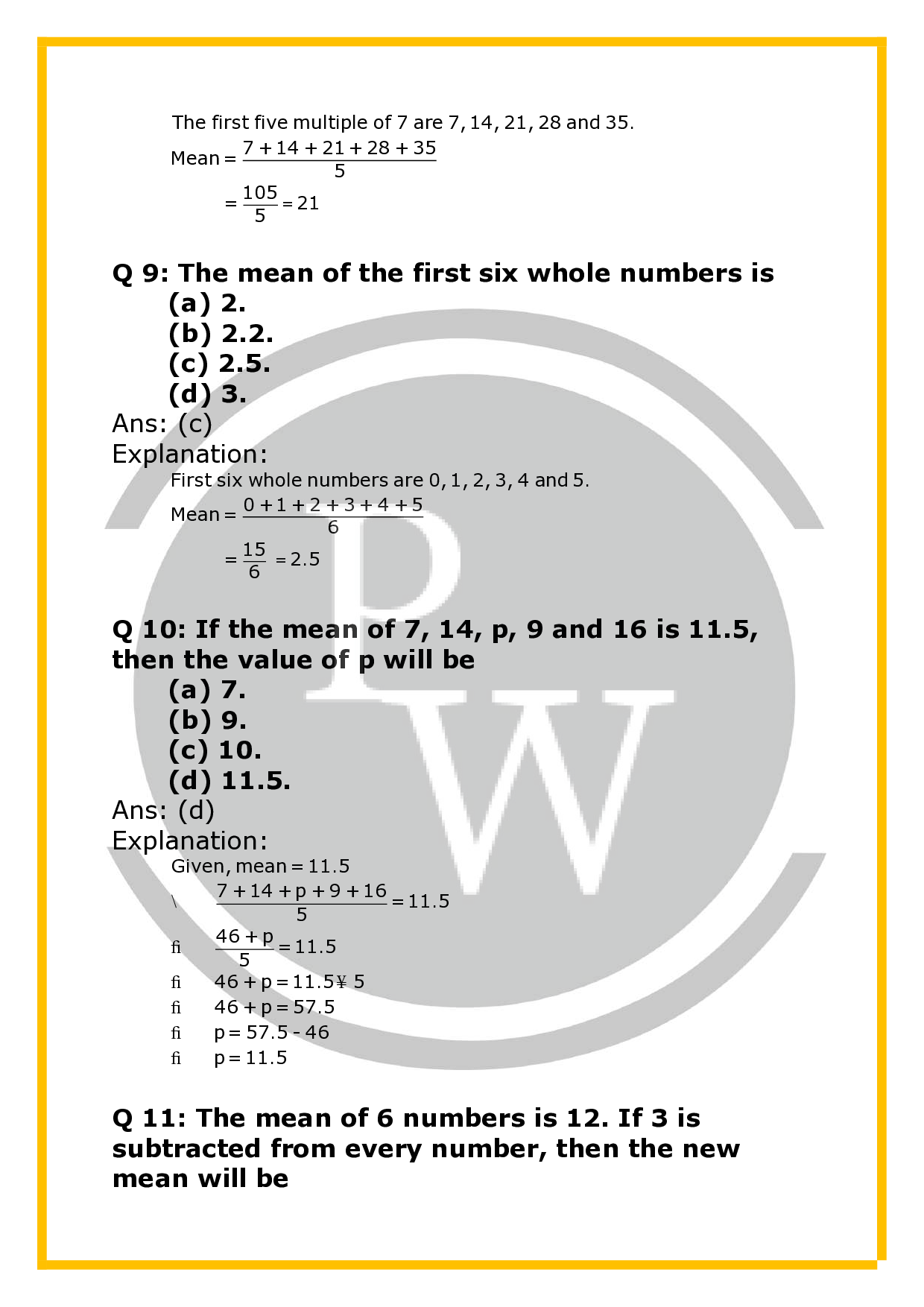 CBSE Class 7 Maths worksheet for Data Handling | PW