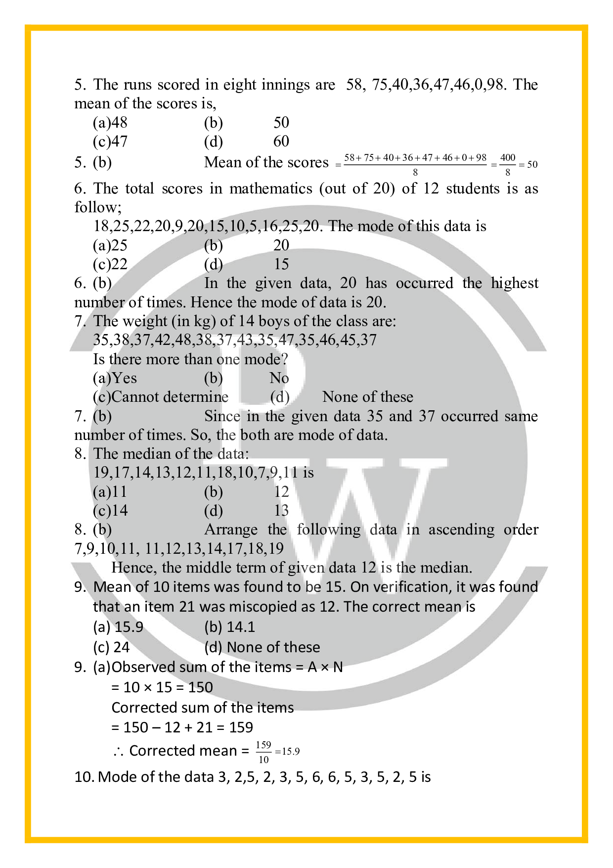 CBSE Class 7 Maths worksheet for Data Handling | PW