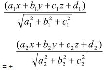 Equation of planes bisecting the angles   between two given planes