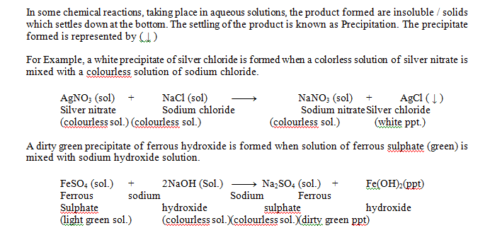 formation of precipitate