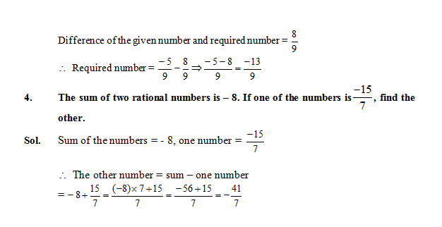 Addition and subtraction of rational numbers