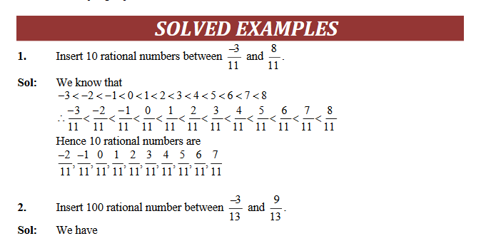 Insertion of rational numbers between two given rational numbers