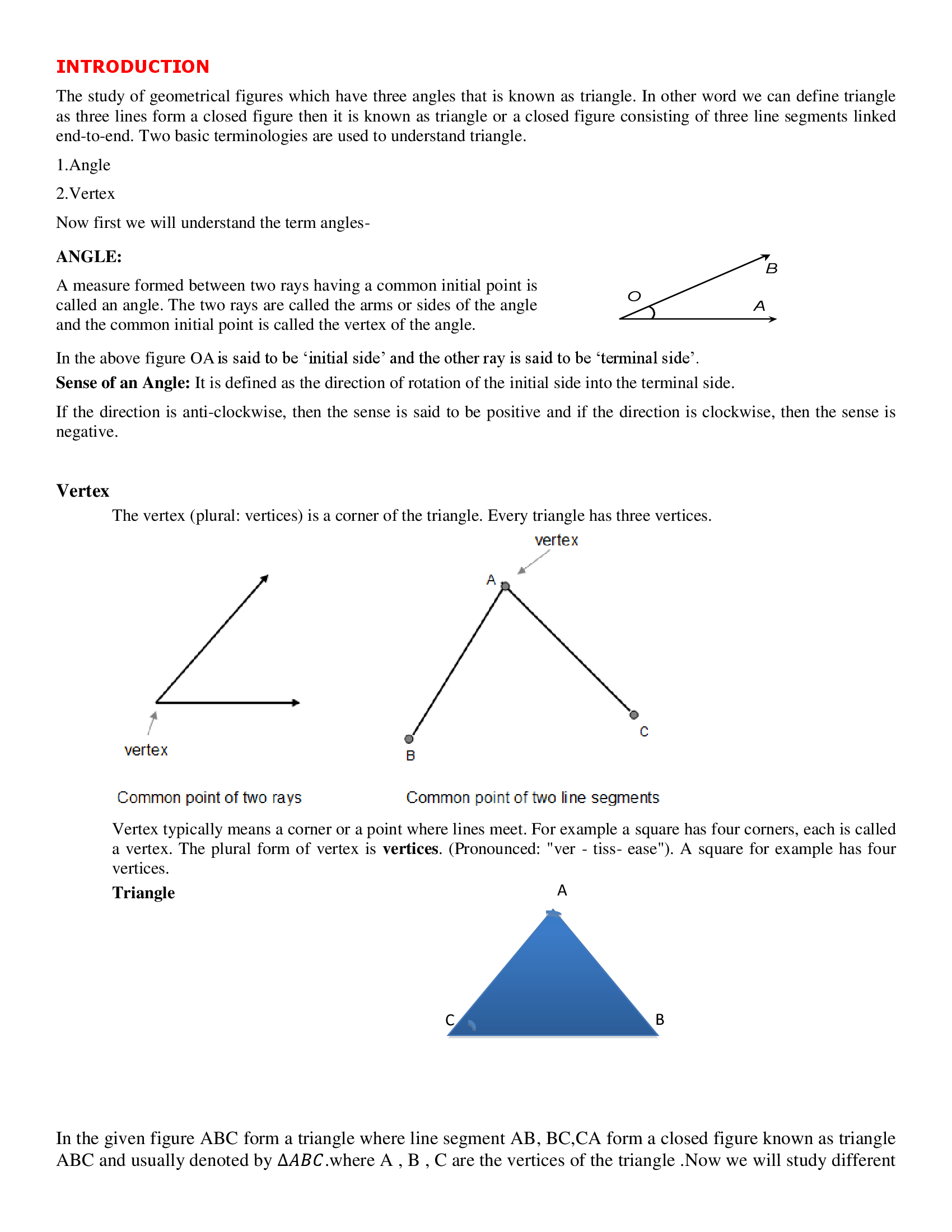 properties of triangles