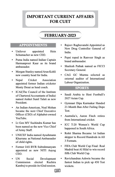 Current Affairs (February) 2023